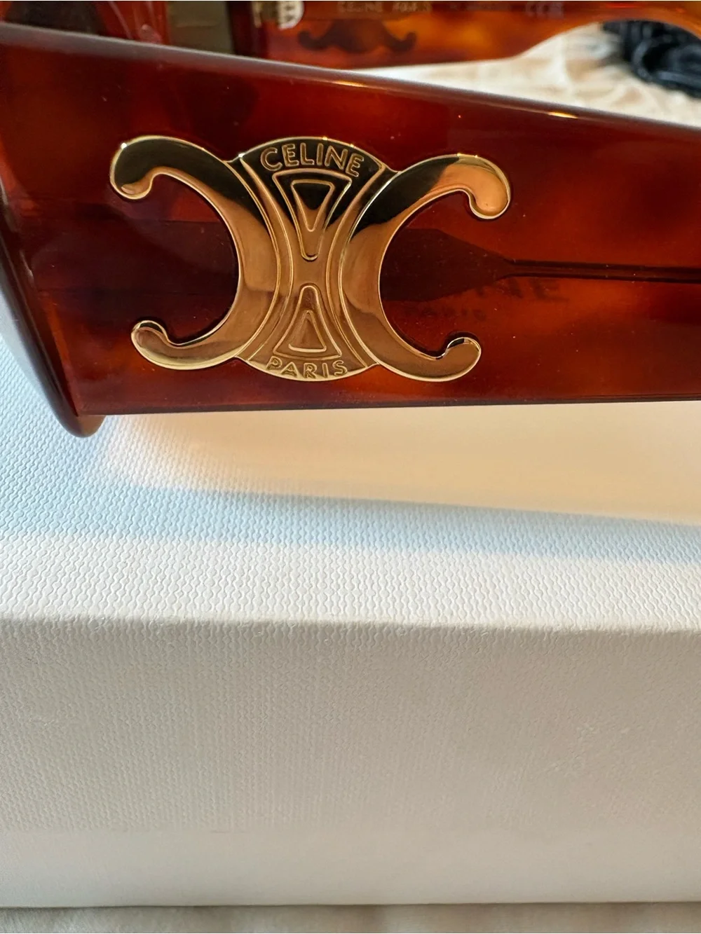 Celine Brown Leather Triomphe Sunglasses with Matching Case